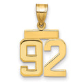 14k Small Polished Number 92 Charm