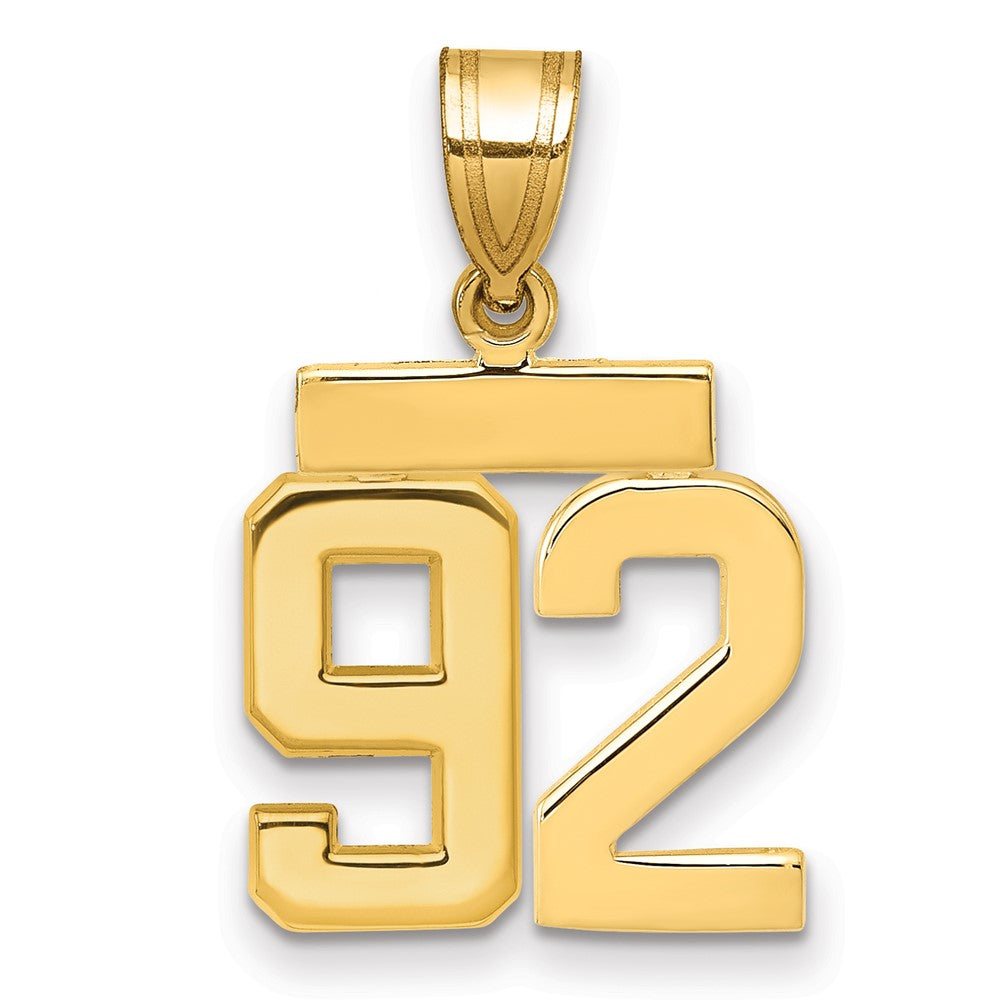 14k Small Polished Number 92 Charm