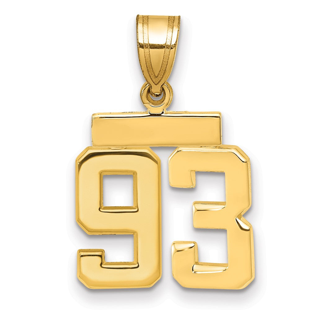 14k Small Polished Number 93 Charm, 1.74 g
