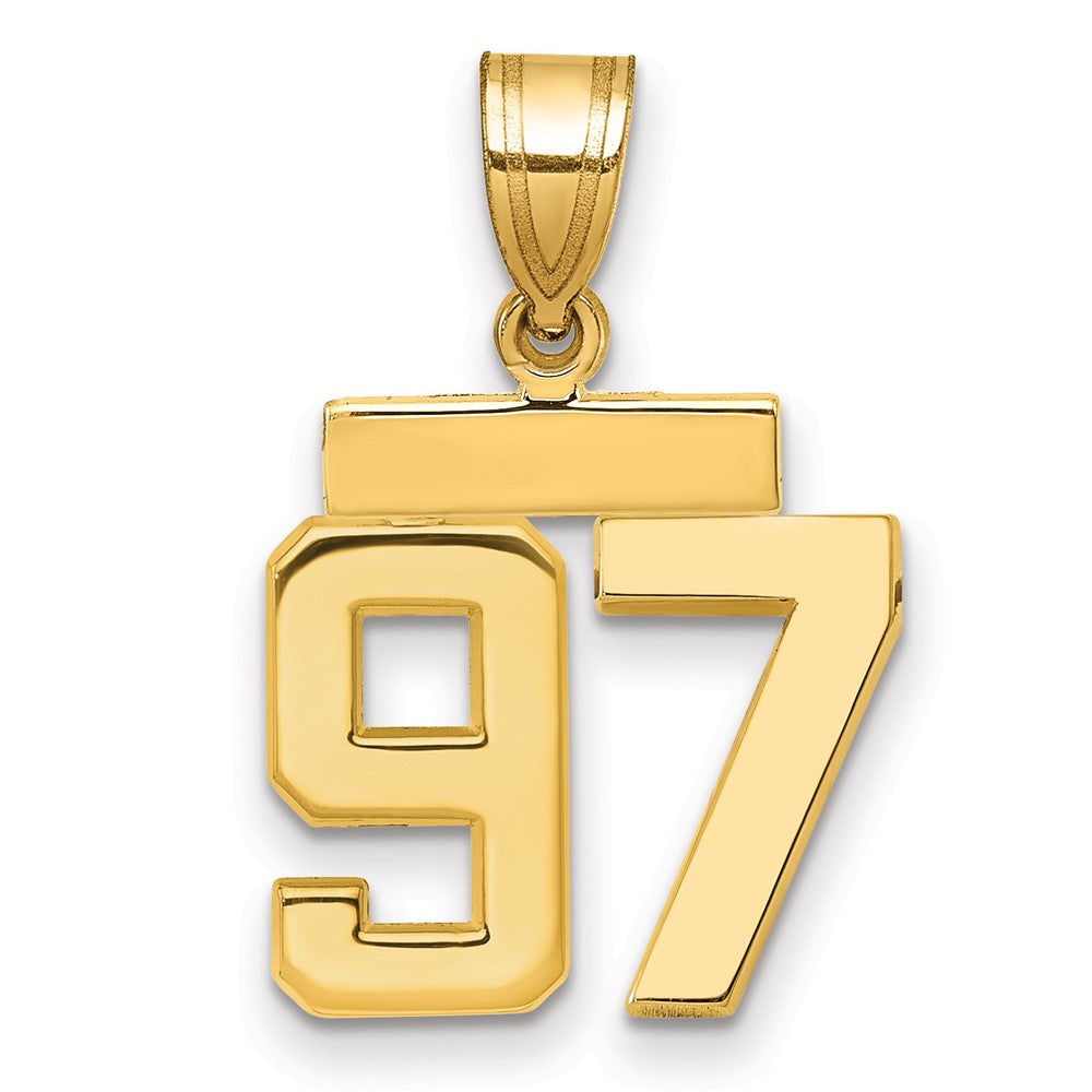 14k Small Polished Number 97 Charm, 1.61 g