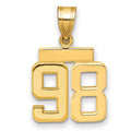 14k Small Polished Number 98 Charm, 1.82 g