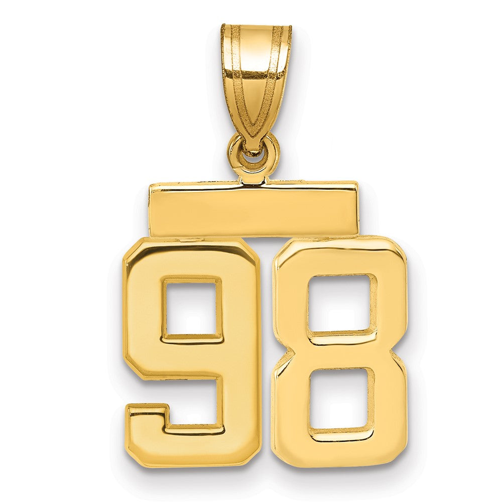 14k Small Polished Number 98 Charm, 1.82 g