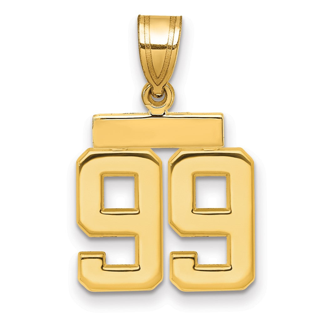 14k Small Polished Number 99 Charm, 1.85 g