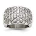 Stainless Steel White CZs Polished Ring, Size 6