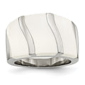 Stainless Steel White Enamel Ring, Size 6