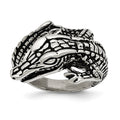 Stainless Steel Antiqued Alligator Ring, Size 8