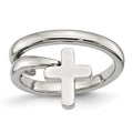 Stainless Steel Polished Twisted Cross Ring, Size 6