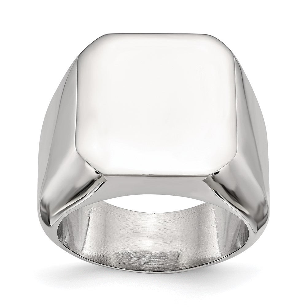 Stainless Steel Polished Square Signet Ring, Size 9