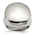 Stainless Steel Polished Circular Signet Ring, Size 5