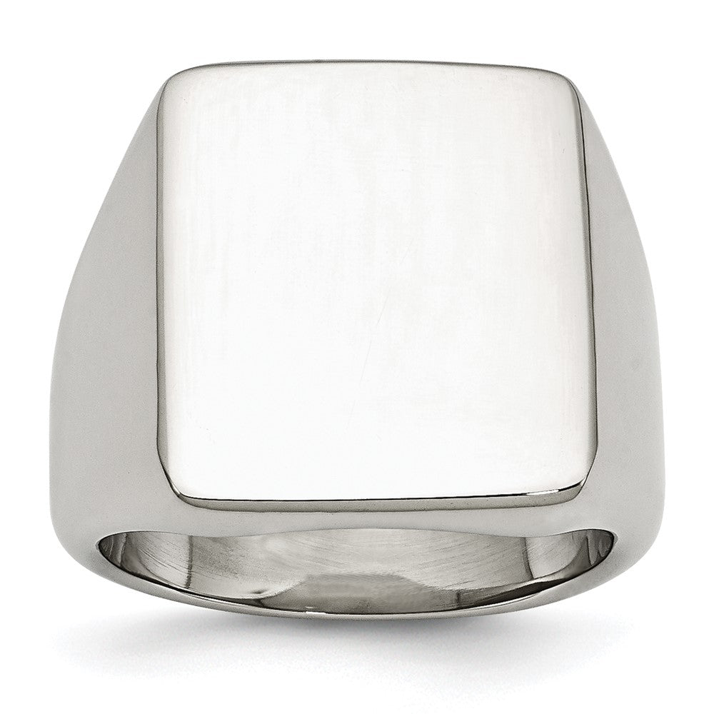 Stainless Steel Polished Signet Ring, Size 11, 18.97 g