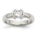 Stainless Steel Polished CZ Ring, Size 9, 4.06 g