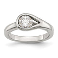 Chisel Stainless Steel Polished CZ Ring, Size 6, 4.38 g