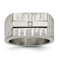 Stainless Steel Brushed and Polished w/CZ Ring, Size 10
