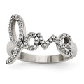 Stainless Steel Polished Love with CZs Ring, Size 6