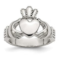 Stainless Steel Polished Claddagh Ring, Size 5