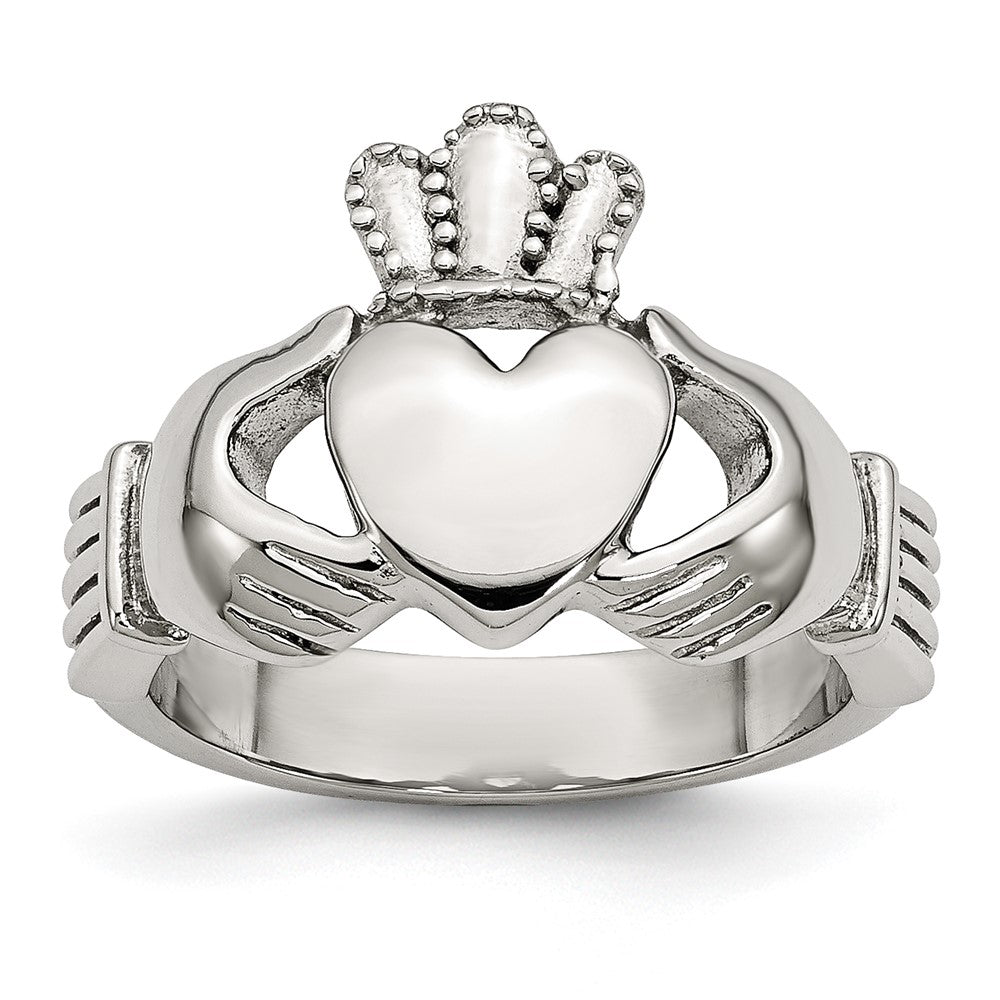 Stainless Steel Polished Claddagh Ring, Size 5