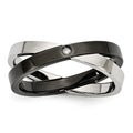Stainless Steel Black IP-plated with CZ Ring, Size 6, 6 mm