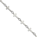 Chisel Stainless Steel Polished Sideways Cross Link 10 inch Anklet, 10 x 12 mm