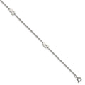 Chisel Stainless Steel Polished Hearts 9 inch Anklet Plus 1 inch Extension, 9 x 6 mm