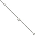 Chisel Stainless Steel Polished Flowers 9 inch Anklet Plus 1 inch Extension, 9 x 9 mm