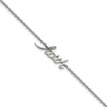 Chisel Stainless Steel Polished FAITH 9 inch Anklet Plus 1 inch Extension, 9 x 15 mm