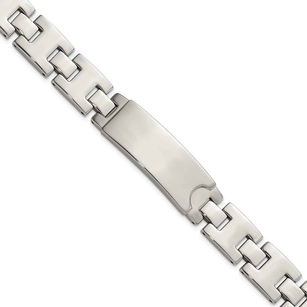 Stainless Steel Polished ID Plate Bracelet, 9 x 13.3 mm