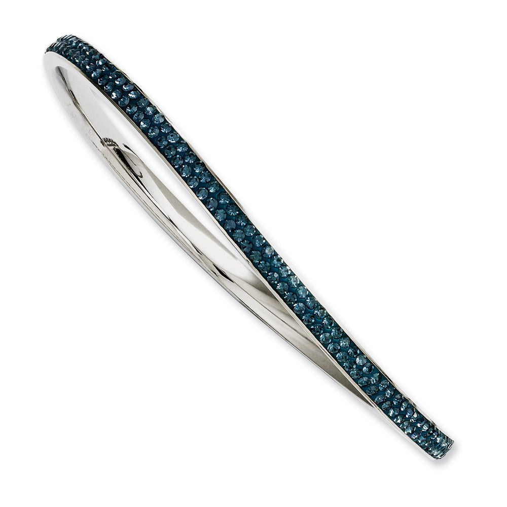 Stainless Steel Blue Crystal Polished Bangle, 5 mm