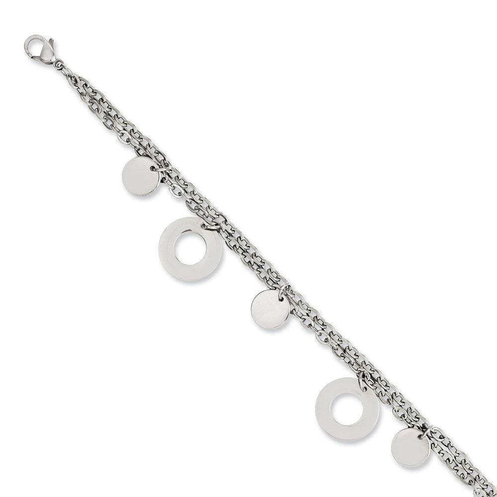 Stainless Steel Polished Circles & Discs 7.75in Bracelet, 7.75 mm