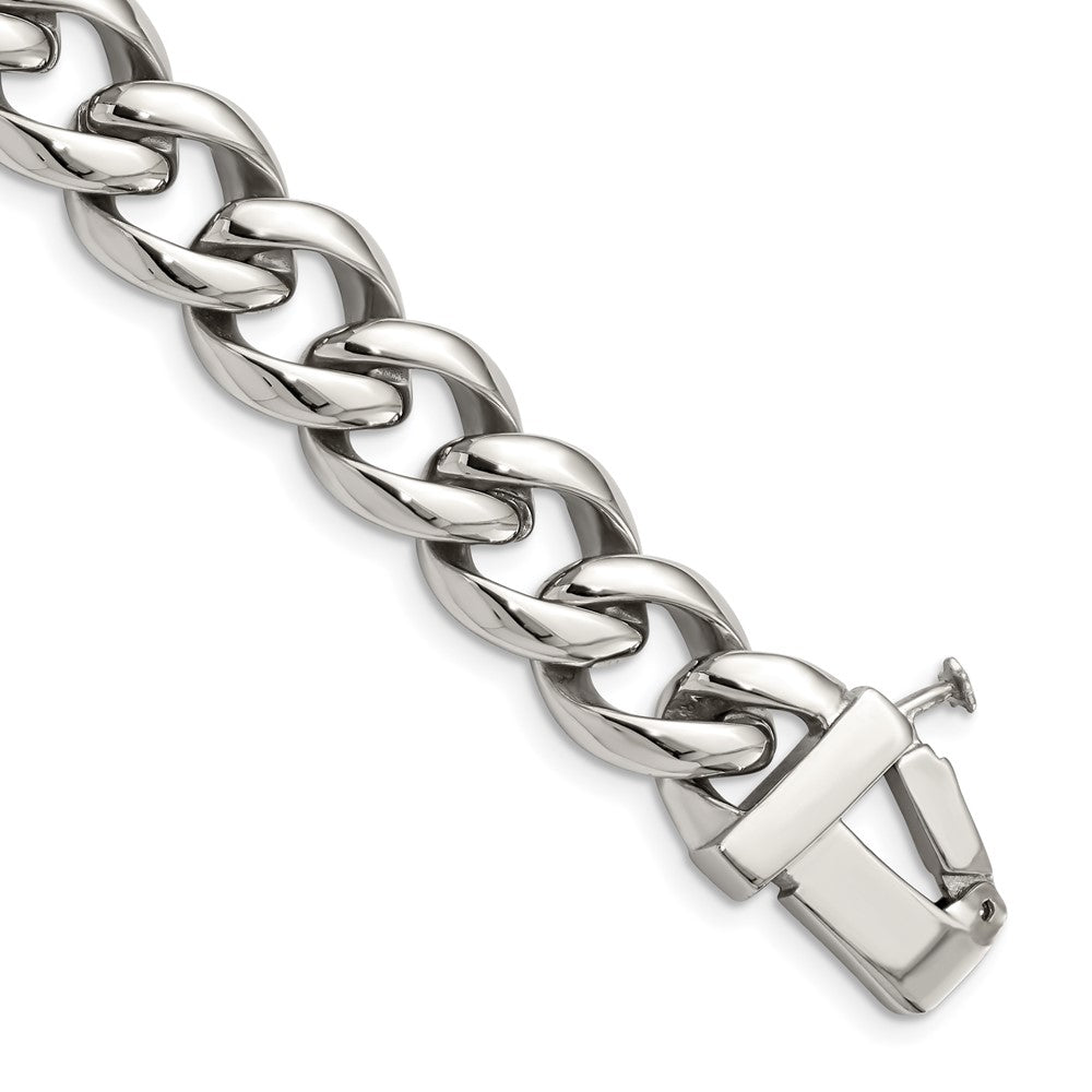 Chisel Stainless Steel Polished Curb Chain 8.5 inch ID Bracelet, 8.5 x 13 mm