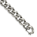 Chisel Stainless Steel Antiqued Polished and Reptile Scale Textured 8.5 inch Link Bracelet, 8.5 mm