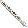 Chisel Stainless Steel Brushed and Polished with Magnetic Ball Accent 8.5 inch Link Bracelet, 8.5 x 7 mm