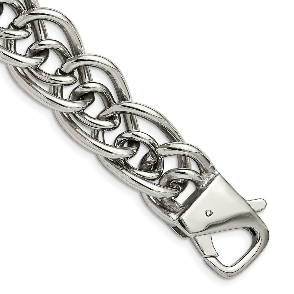 Chisel Stainless Steel Polished Large and Small Oval Link 8.25 inch Bracelet, 8.25 mm