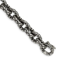Chisel Stainless Steel Antiqued Polished and Textured 8.25 inch Fancy Link Bracelet, 8.25 mm