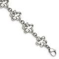 Stainless Steel Polished Flower Link 7.5in Bracelet, 7.5 mm