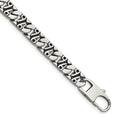 Chisel Stainless Steel Antiqued Polished and Textured 8.75 inch Fancy Link Bracelet, 8.75 x 9 mm