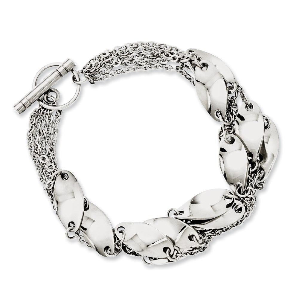 Stainless Steel Polished Swirl 8in Toggle Bracelet, 8 mm