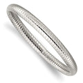 Chisel Stainless Steel Polished and Textured Hollow Bangle, 8 x 7 mm
