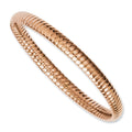 Stainless Steel Pink IP-plated Textured Hollow Slip-on Bangle, 8 x 7 mm