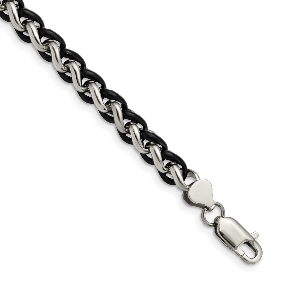 Chisel Stainless Steel Polished Black IP-plated 8.25 inch Bracelet, 8.25 x 7 mm