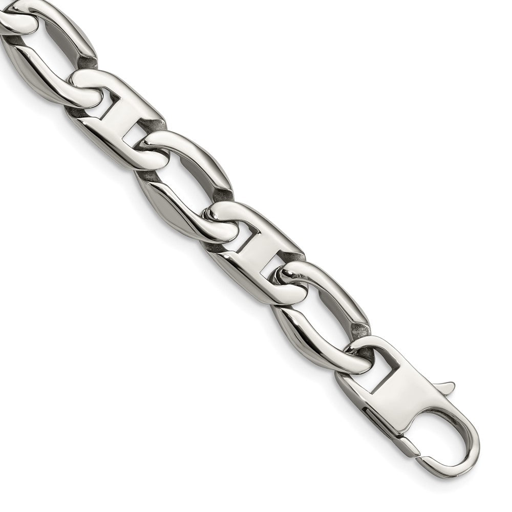 Chisel Stainless Steel Polished 8.5 inch Anchor/Open Link Bracelet, 8.5 x 12 mm
