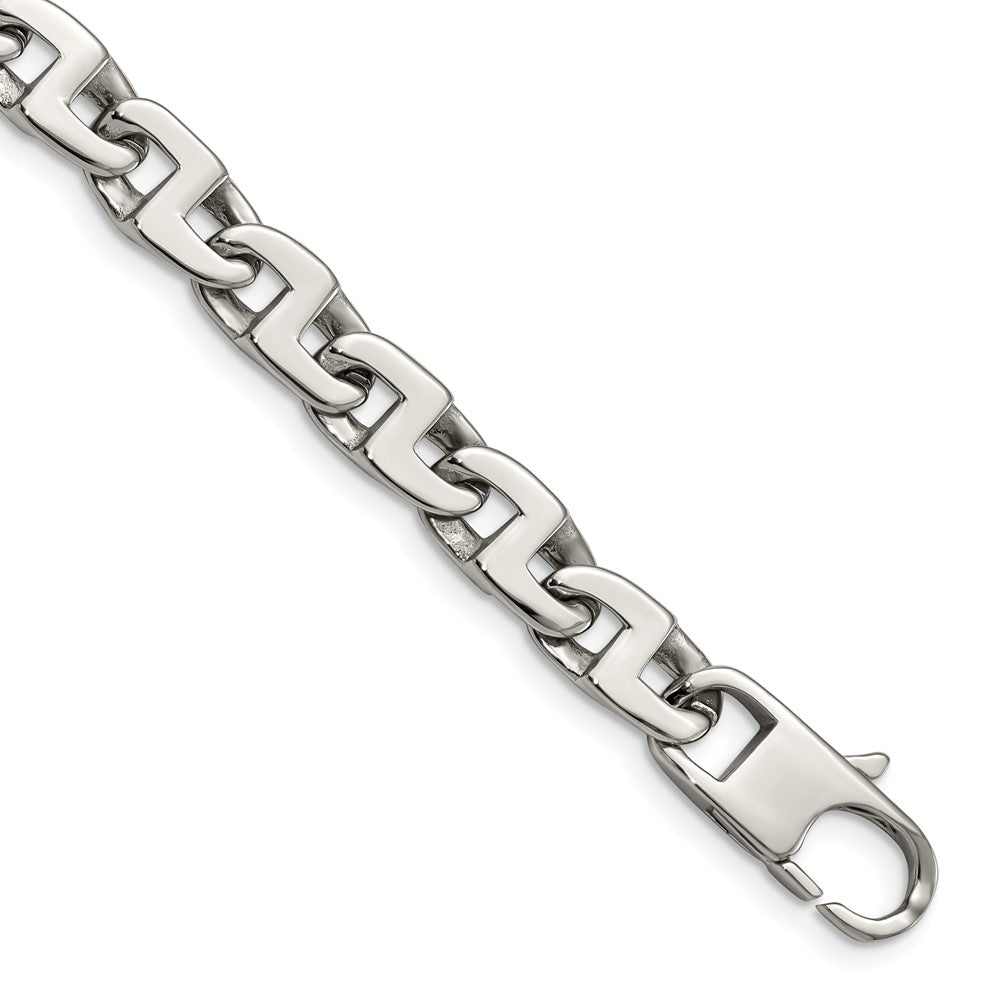 Chisel Stainless Steel Polished 8.5 inch Fancy Square Link Bracelet, 8.5 x 10 mm