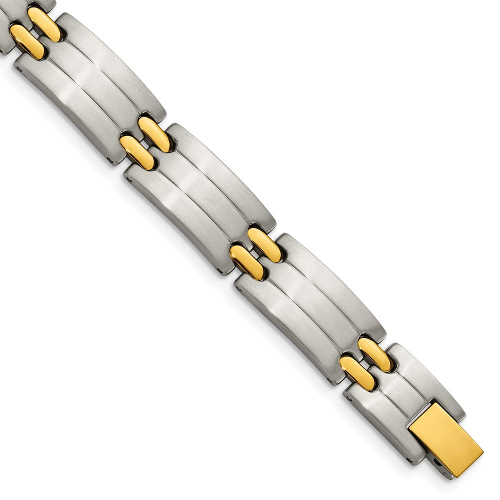 Chisel Stainless Steel Brushed and Polished Yellow IP-plated 8.75 inch Link Bracelet, 8.75 x 10 mm