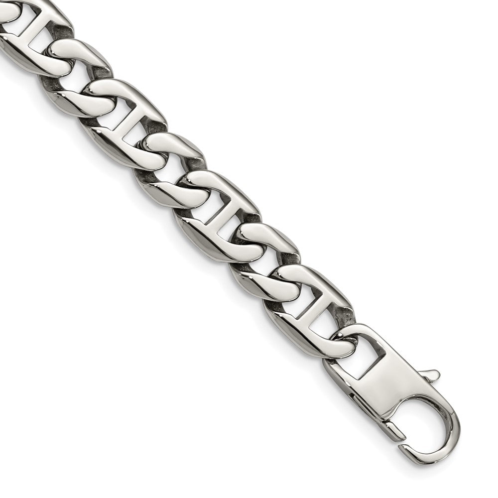 Chisel Stainless Steel Polished 8.25 inch Anchor Link Bracelet, 8.25 x 9 mm
