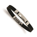 Stainless Steel Black Rubber 8.5in Bracelet, 8.5 x 10 mm