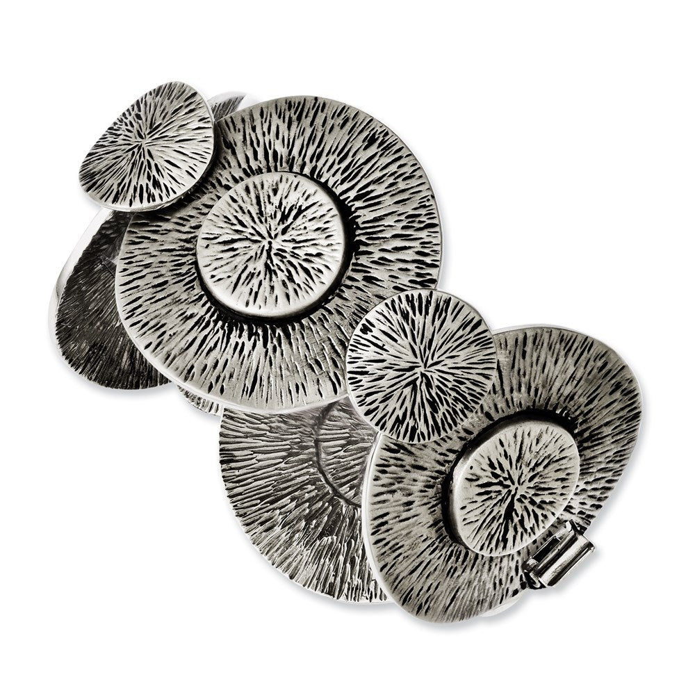 Stainless Steel Antiqued Circles 7in Bracelet, 7 x 42 mm