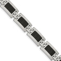 Chisel Stainless Steel Polished with Black Enamel 9 inch Link Bracelet, 9 x 11 mm