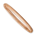 Stainless Steel Pink IP-plated Textured Hollow Slip-on Bangle, 6 mm