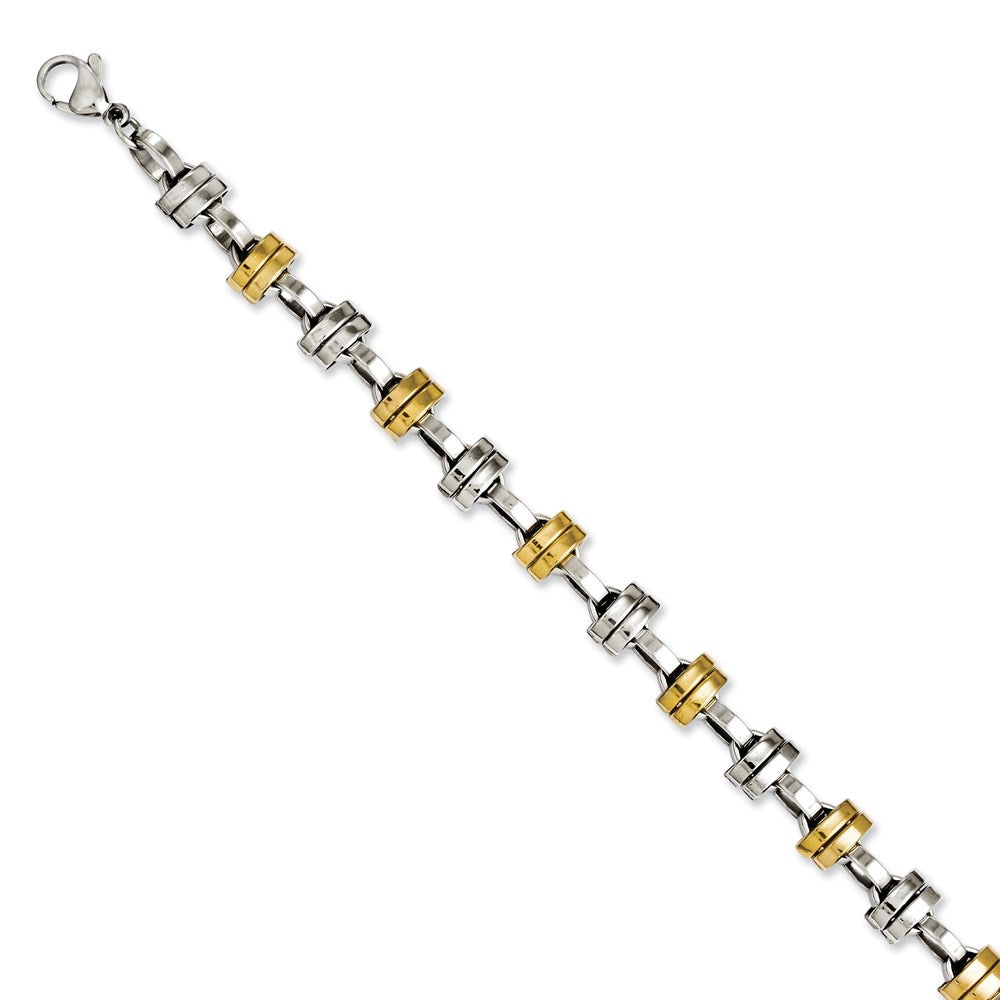 Stainless Steel Yellow IP-plated & Polished Links 8.25in Bracelet, 8.25 mm