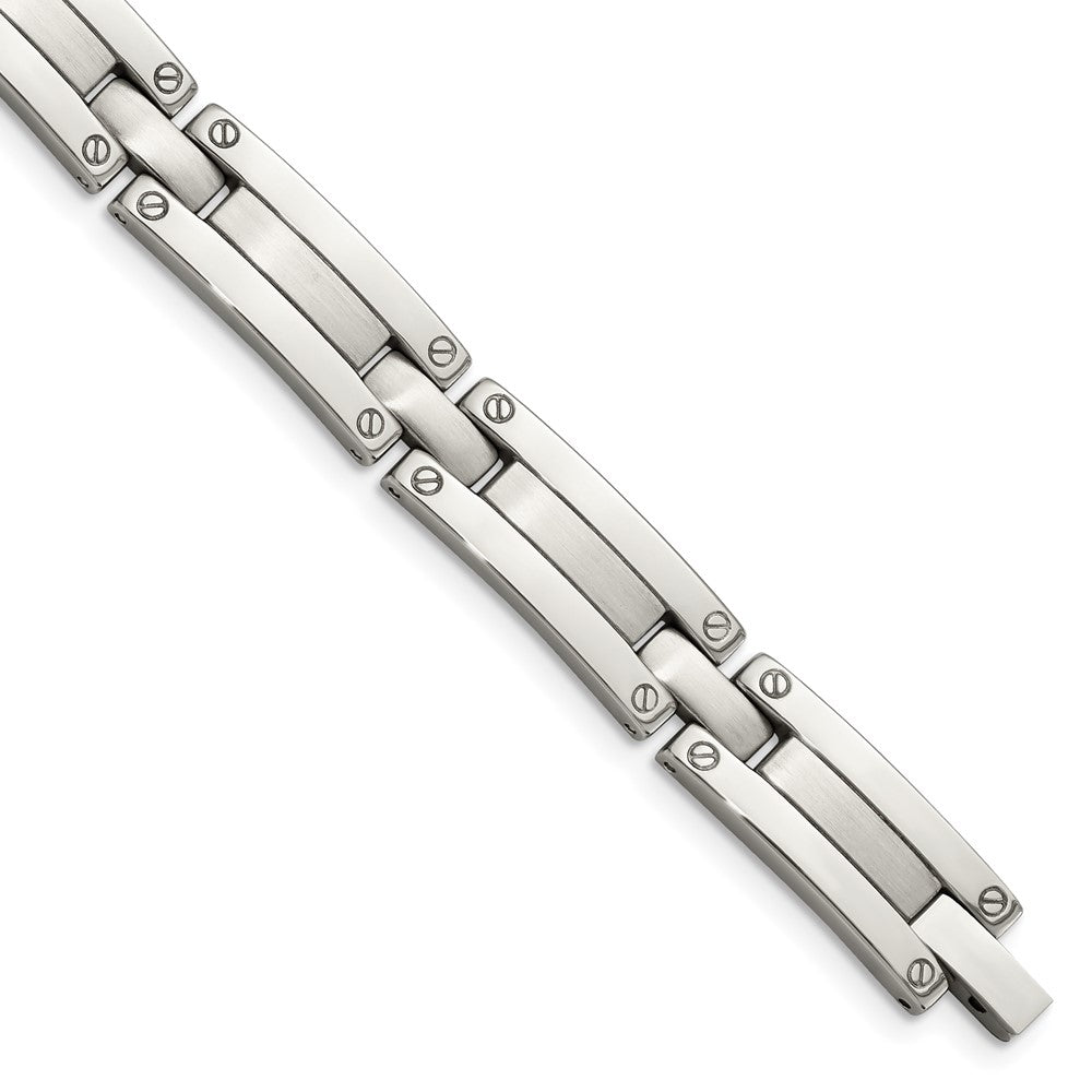 Chisel Stainless Steel Brushed and Polished 8.5 inch Link Bracelet, 8.5 x 8 mm, 42.13 g