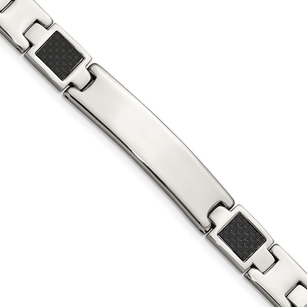 Chisel Stainless Steel Brushed and Polished Black Carbon Fiber Inlay 8.5 inch ID Bracelet, 8.5 mm